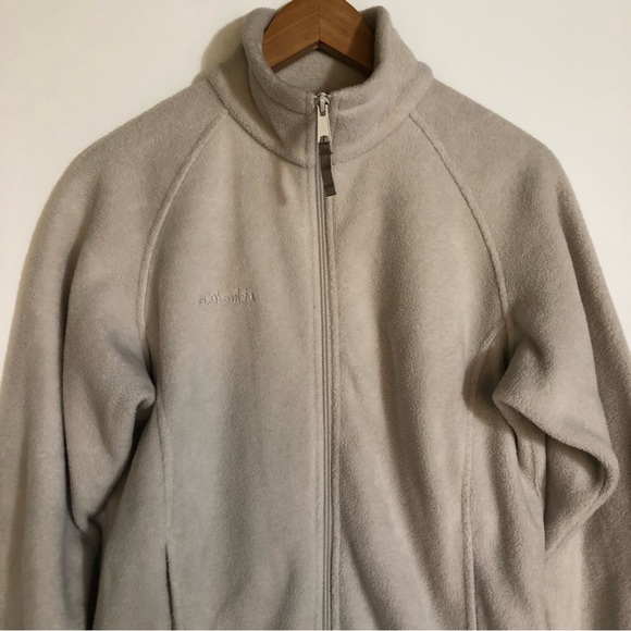 Columbia Cream Full Zip Up Fleece Sweater Womens S Ivory Off White Warm Jacket - Picture 2 of 8